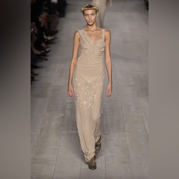 Christian Dior By John Galliano S/S 2007 Vintage Beige Floral Embellished Dress - Picture 2 of 16